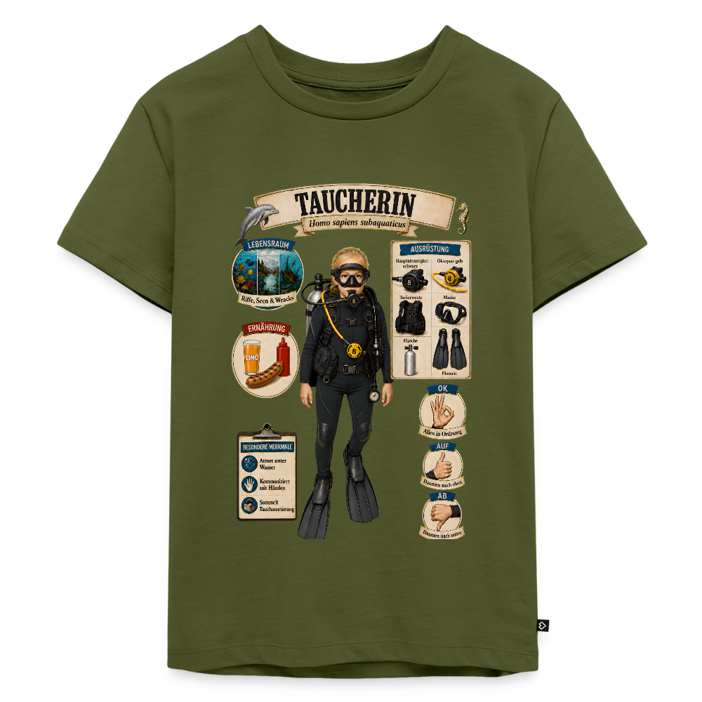 Kleine Taucherin – Homo sapiens subaquaticus | Kinder Premium T-Shirt - Khaki