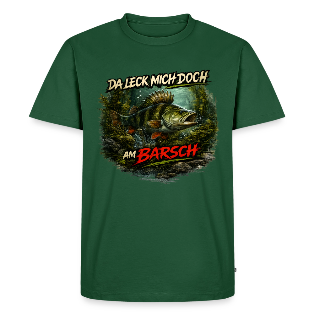 Da leck mich doch am Barsch – Deutscher Flussbarsch | Lustiges Angler Männer Premium T-Shirt - Flaschengrün