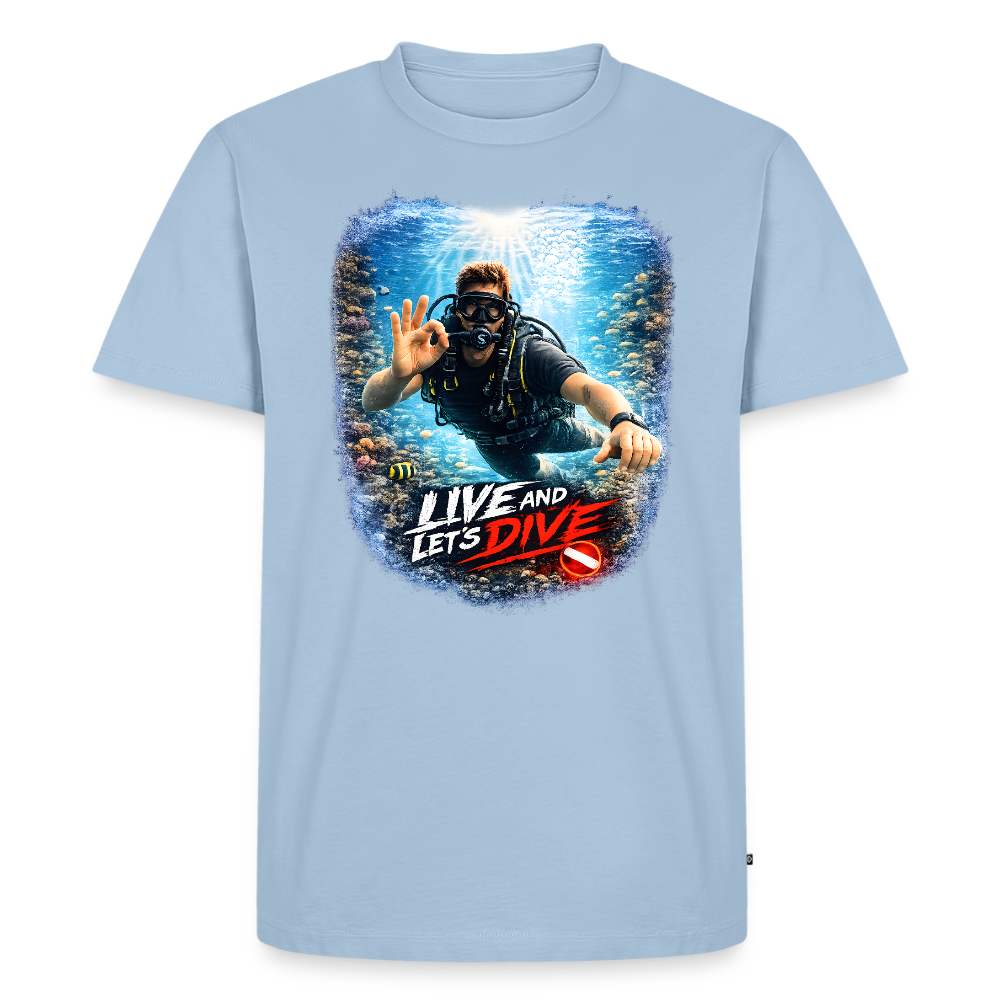 Live and Let's Dive | Tauchen | Männer Premium T-Shirt - Hellblau
