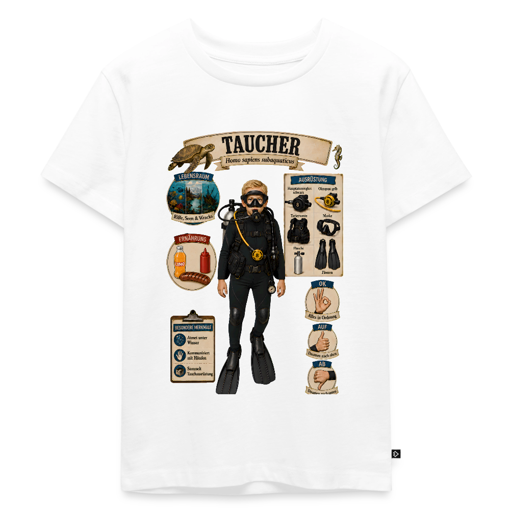 Kleiner Taucher – Homo sapiens subaquaticus | Kinder Premium T-Shirt - Weiß