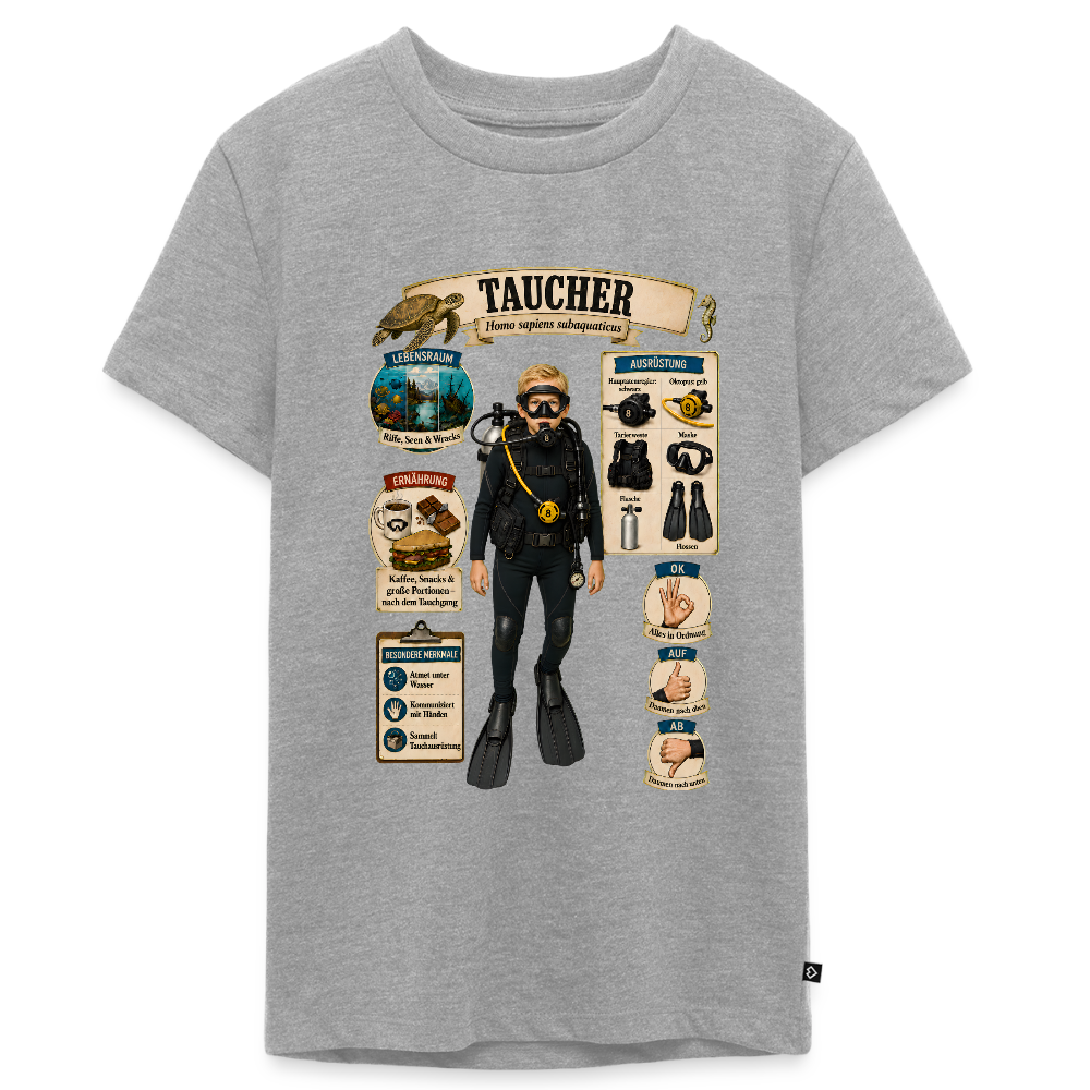 Kleiner Taucher – Homo sapiens subaquaticus | Teenager Premium T-Shirt - Grau meliert