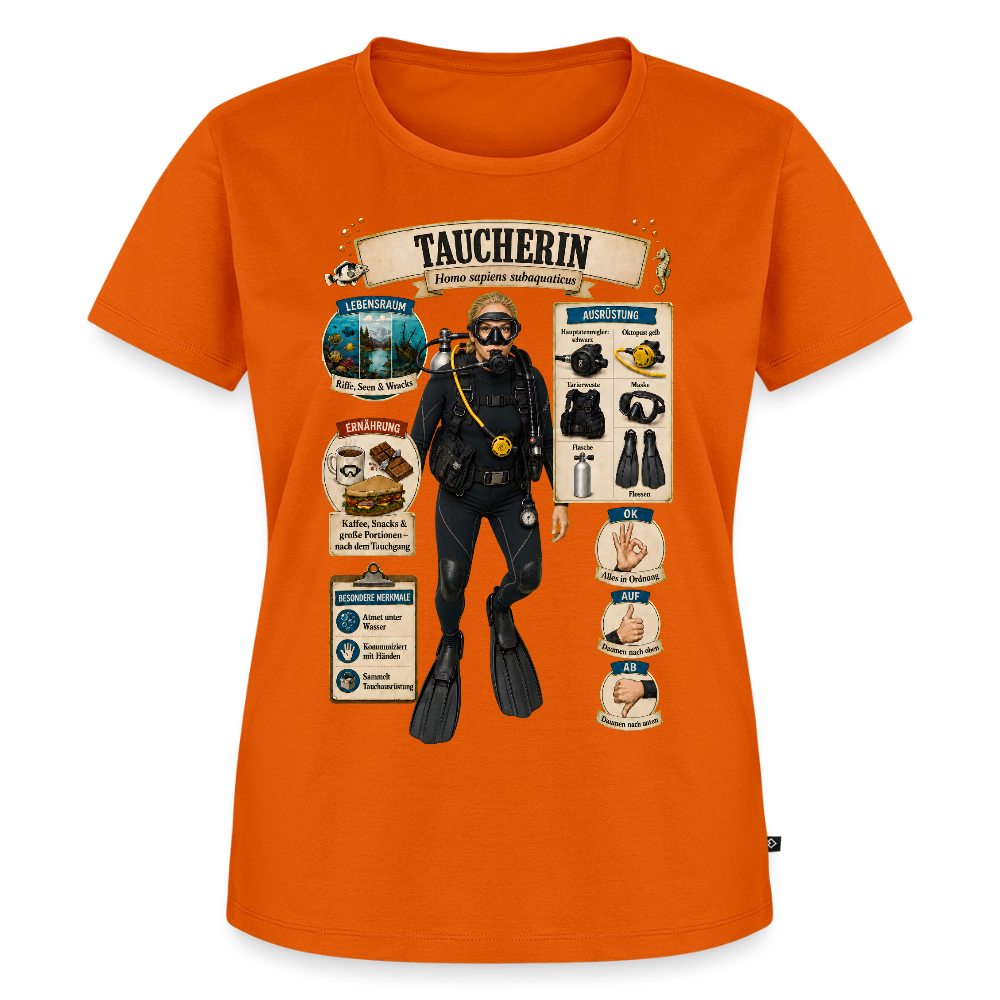 Taucherin – Homo sapiens subaquaticus | Frauen Premium T-Shirt - Orange 