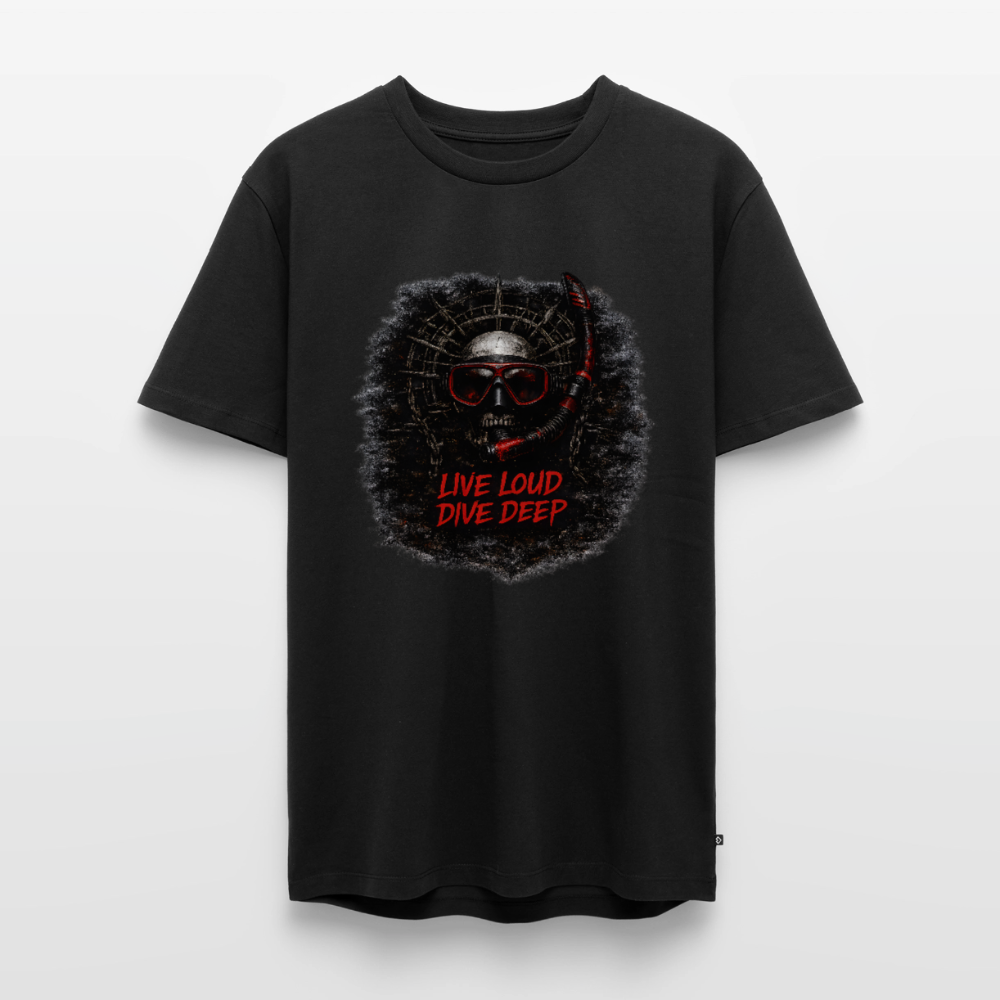 Live Loud Dive Deep – Taucher Totenkopf | Männer Premium T-Shirt - Schwarz
