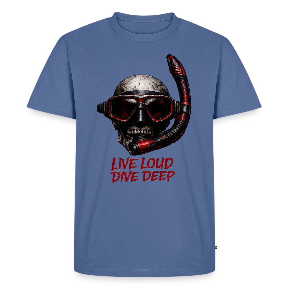 Live Loud Dive Deep – Taucher Totenkopf | Männer Premium T-Shirt - Taubenblau