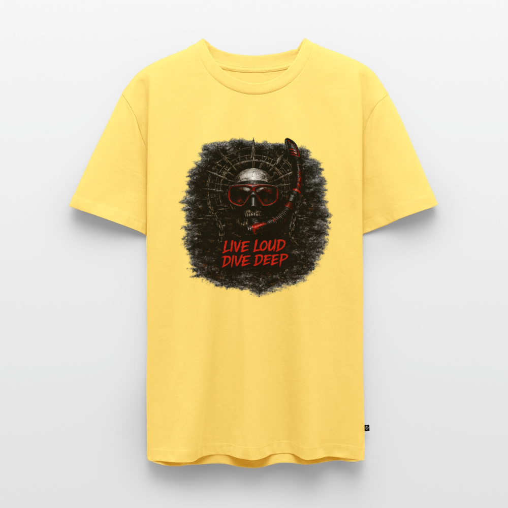 Live Loud Dive Deep – Taucher Totenkopf | Männer Premium T-Shirt - Pastellgelb