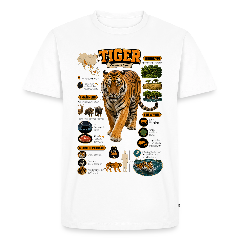 Tiger Infografik – Wissen über den König des Dschungels | Männer Premium T-Shirt - Weiß