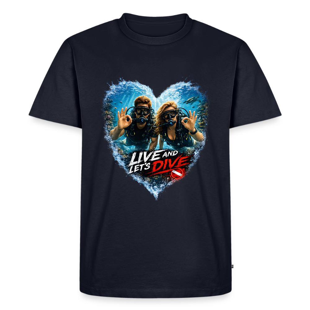 Live And Let's Dive Taucher Paar Herz | Männer Premium T-Shirt - Navy