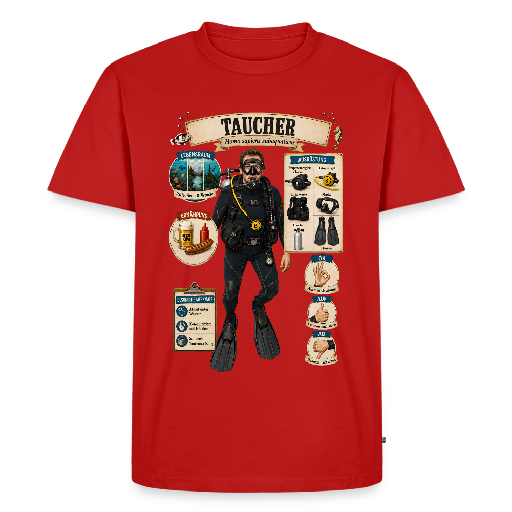Taucher Infografik – Homo sapiens subaquaticus | Männer Premium T-Shirt - Rot