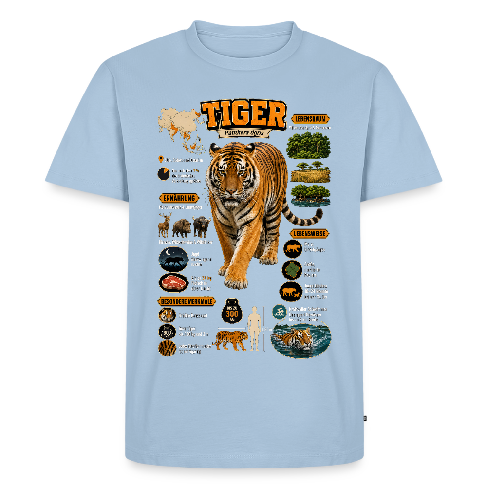 Tiger Infografik – Wissen über den König des Dschungels | Männer Premium T-Shirt - Hellblau