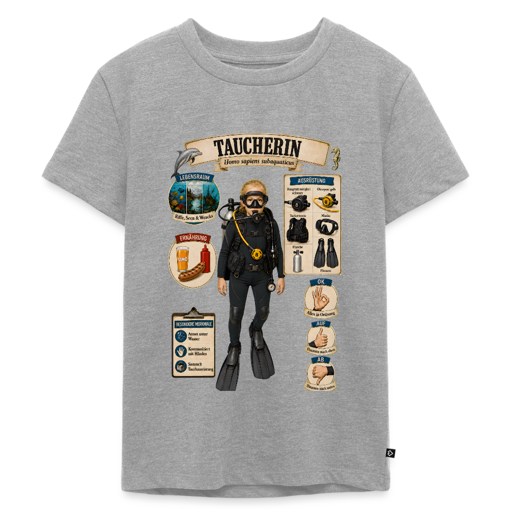 Kleine Taucherin – Homo sapiens subaquaticus | Kinder Premium T-Shirt - Grau meliert