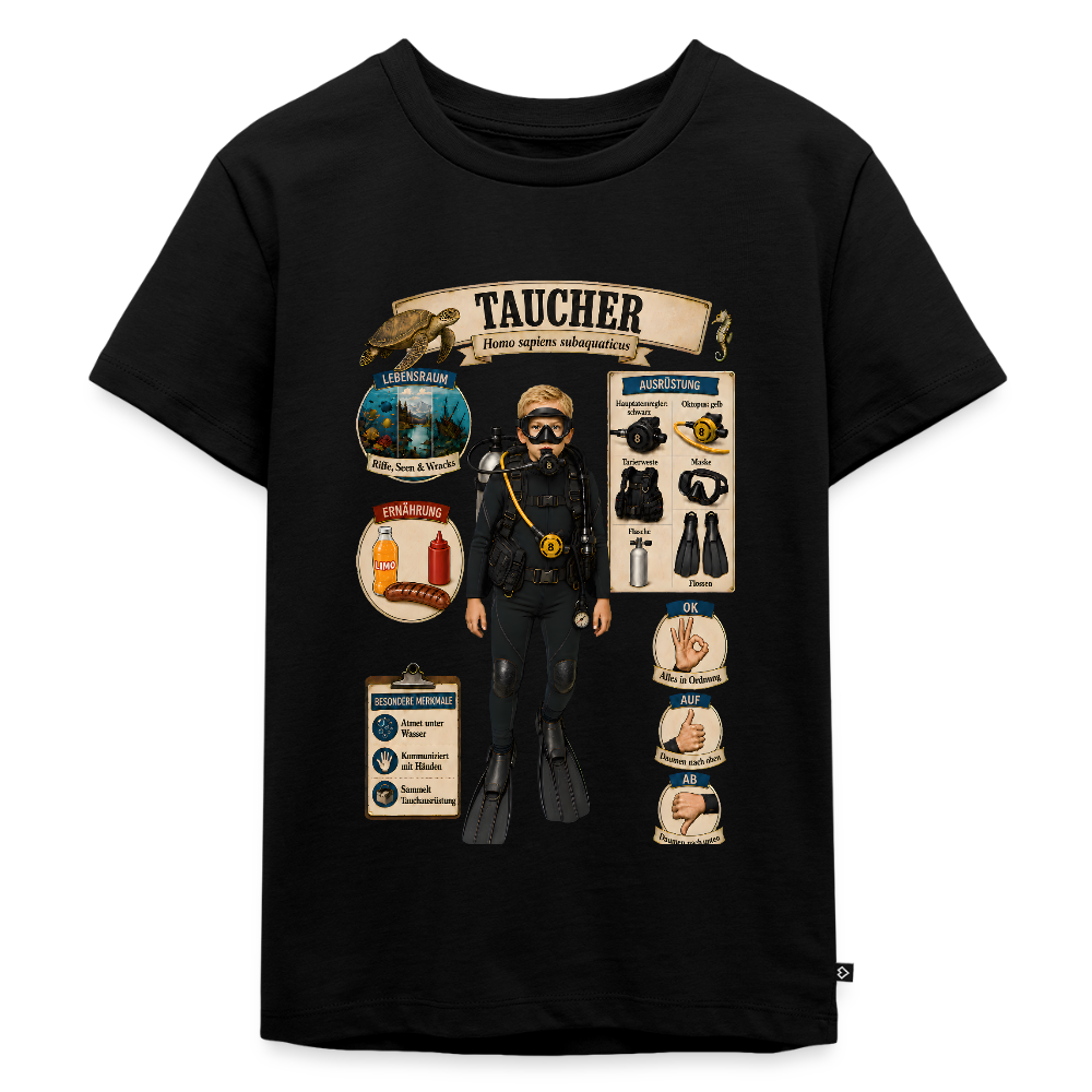 Kleiner Taucher – Homo sapiens subaquaticus | Kinder Premium T-Shirt - Schwarz