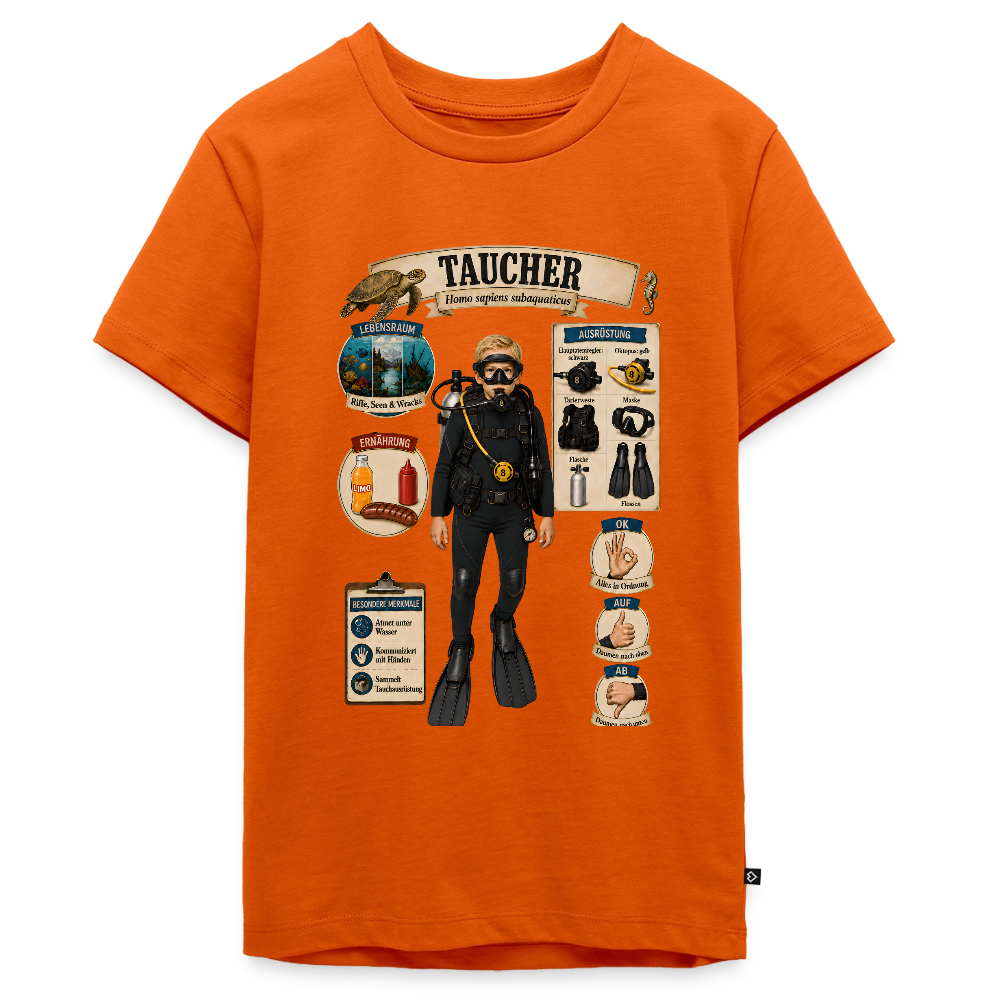 Kleiner Taucher – Homo sapiens subaquaticus | Teenager Premium T-Shirt - Orange 
