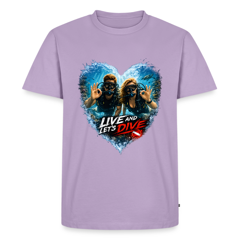 Live And Let's Dive Taucher Paar Herz | Männer Premium T-Shirt - Lavendel
