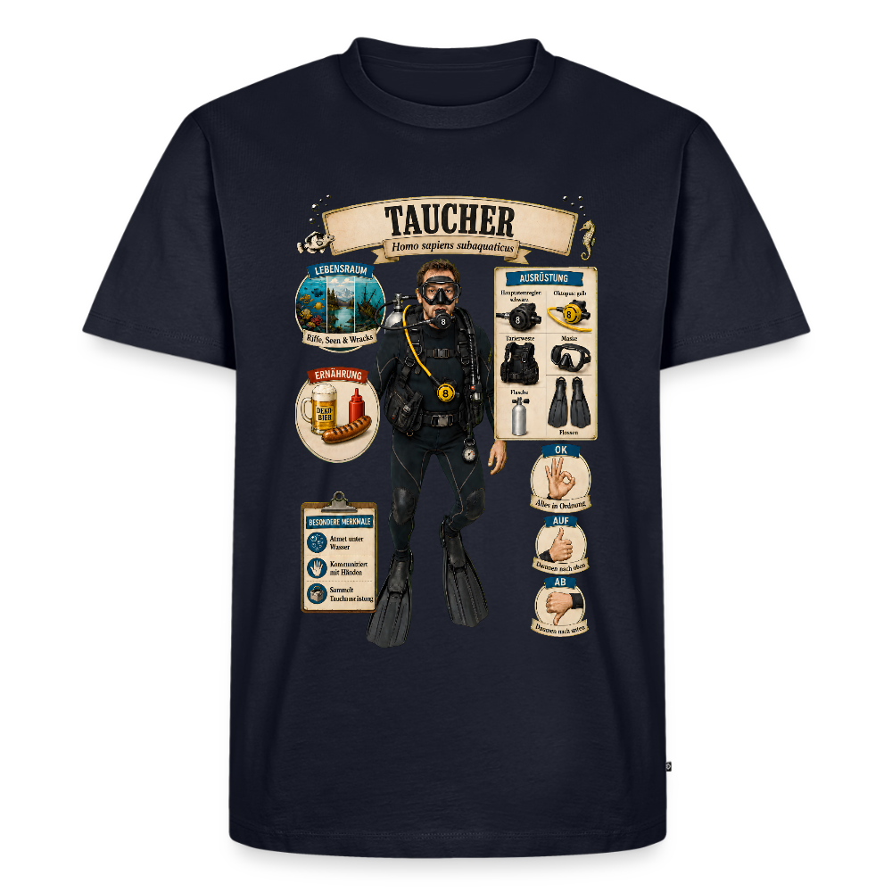 Taucher Infografik – Homo sapiens subaquaticus | Männer Premium T-Shirt - Navy