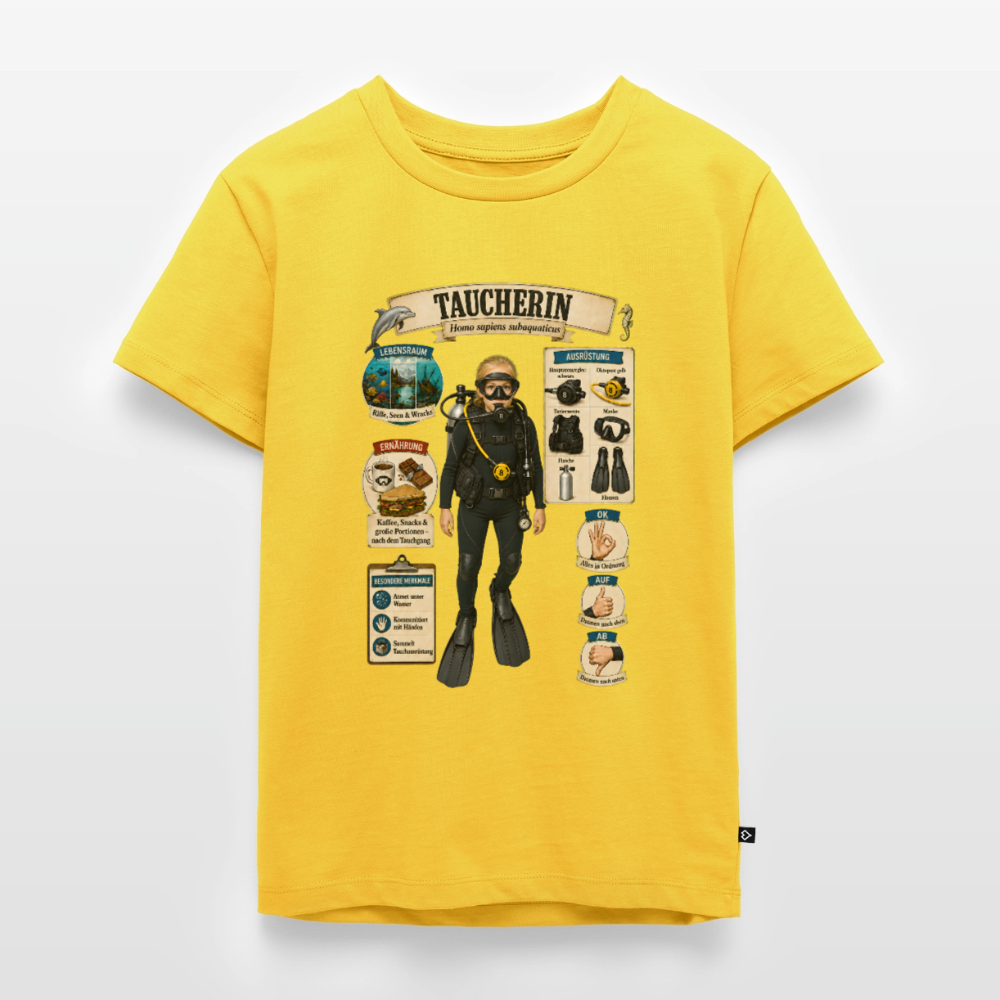 Kleine Taucherin – Homo sapiens subaquaticus | Kinder Premium T-Shirt - Sonnengelb