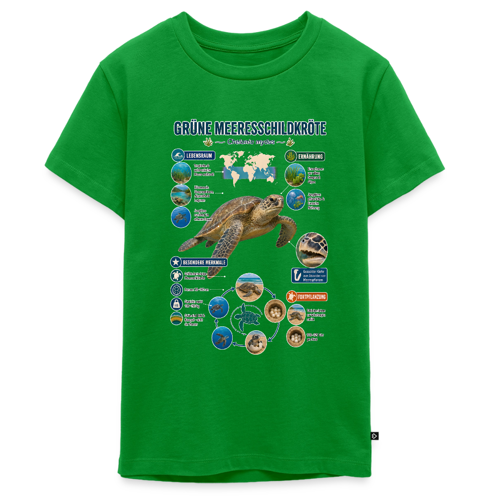 Grüne Meeresschildkröte Infografik – Faszinierende Fakten über den sanften Ozeanbewohner | Teenager Premium T-Shirt - Grün