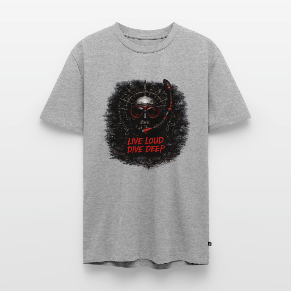 Live Loud Dive Deep – Taucher Totenkopf | Männer Premium T-Shirt - Grau meliert