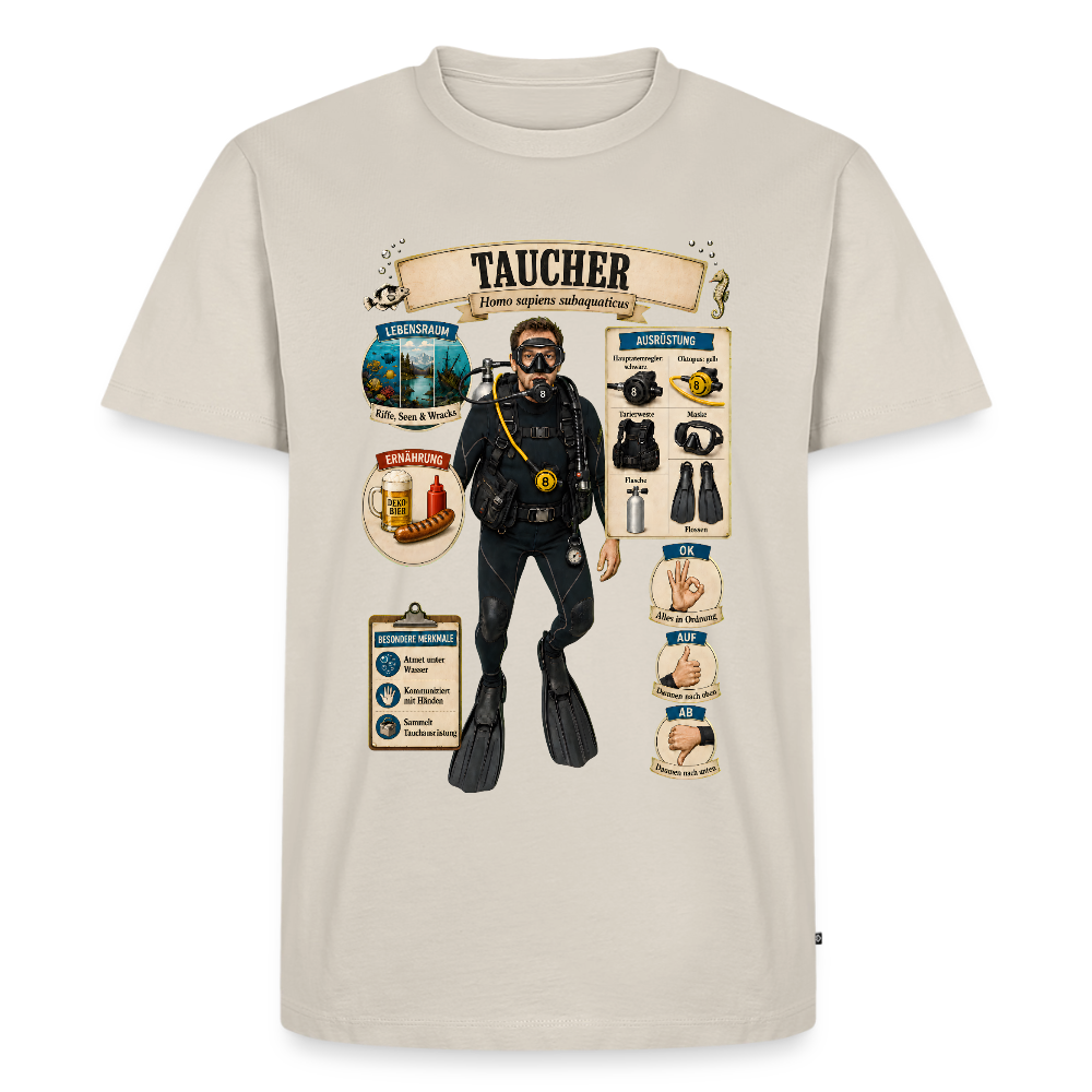 Taucher Infografik – Homo sapiens subaquaticus | Männer Premium T-Shirt - Beige