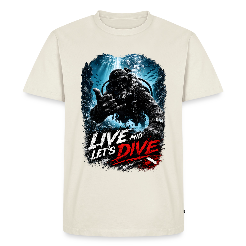 Live and Let's Dive | Tauchen | Männer Premium T-Shirt - Naturweiß