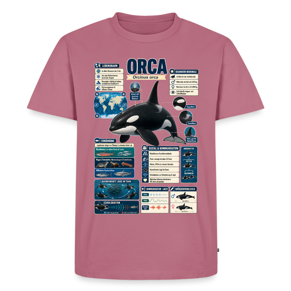 Orca Infografik – Faszinierende Fakten über den Schwertwal | Männer Premium T-Shirt - Mauve