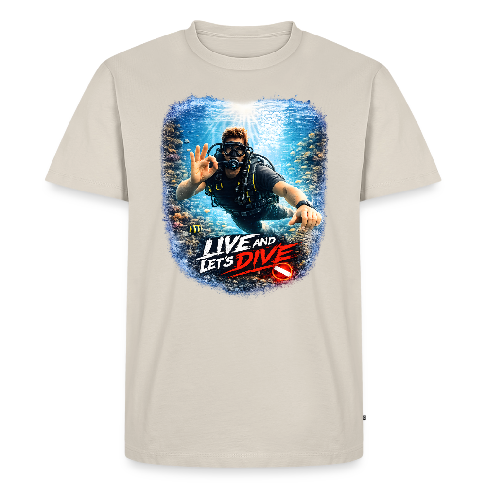 Live and Let's Dive | Tauchen | Männer Premium T-Shirt - Beige
