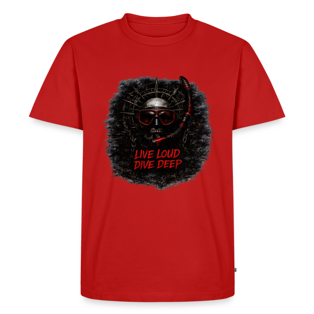 Live Loud Dive Deep – Taucher Totenkopf | Männer Premium T-Shirt - Rot