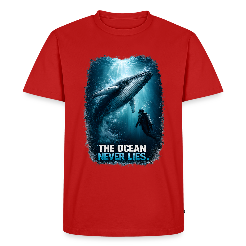 The Ocean Never Lies – Buckelwal mit Taucher | Männer Premium T-Shirt - Rot