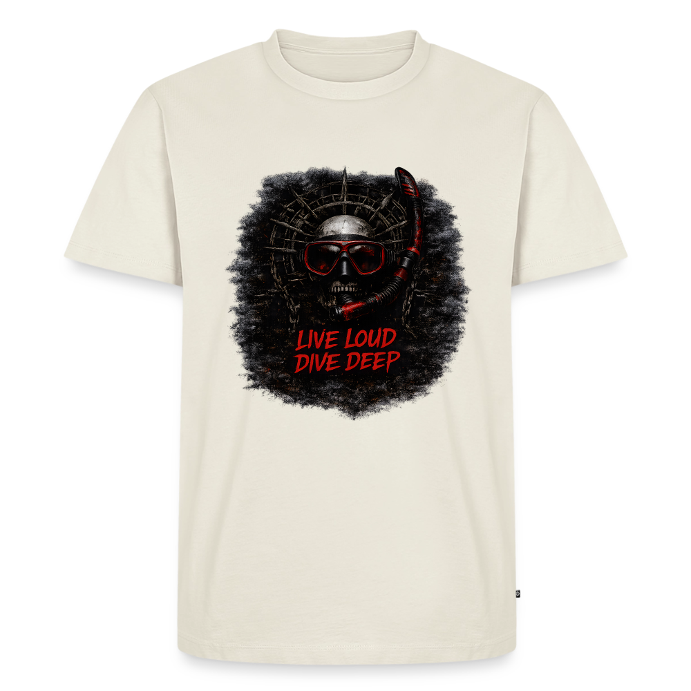 Live Loud Dive Deep – Taucher Totenkopf | Männer Premium T-Shirt - Naturweiß