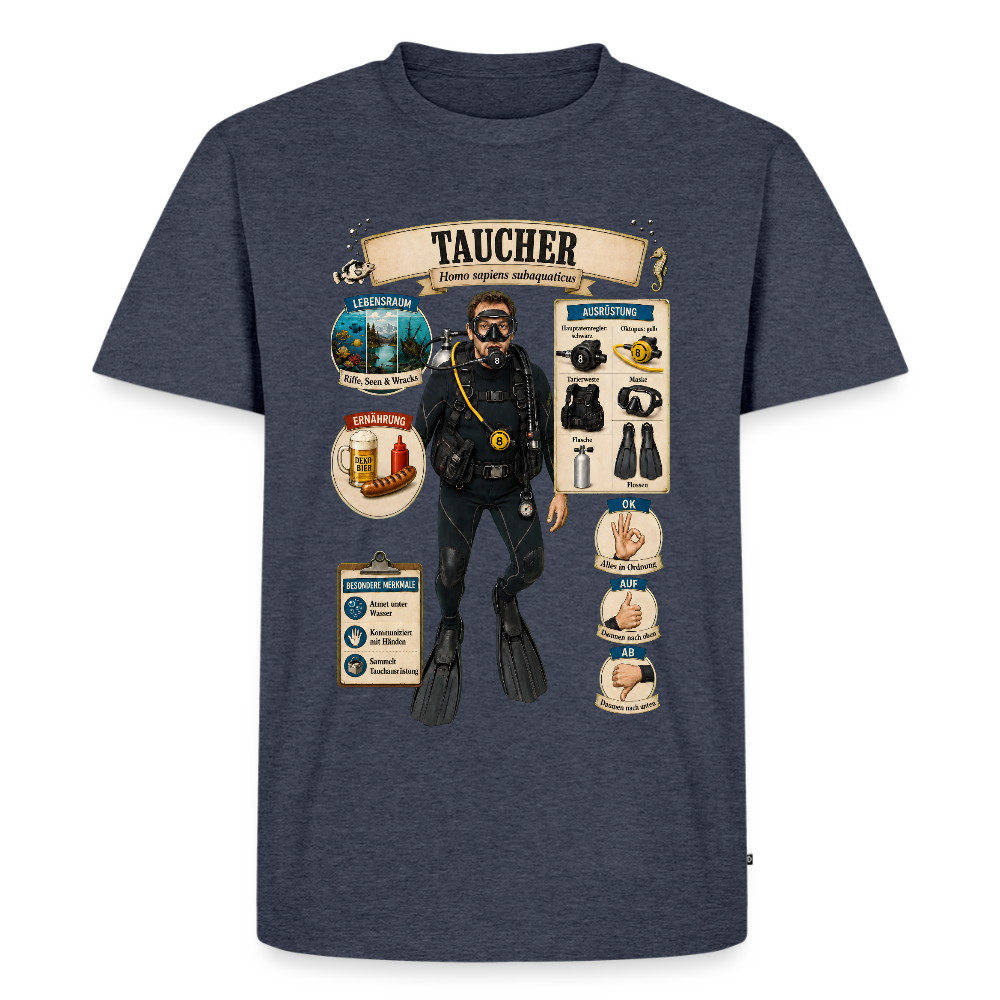 Taucher Infografik – Homo sapiens subaquaticus | Männer Premium T-Shirt - Jeansblau 