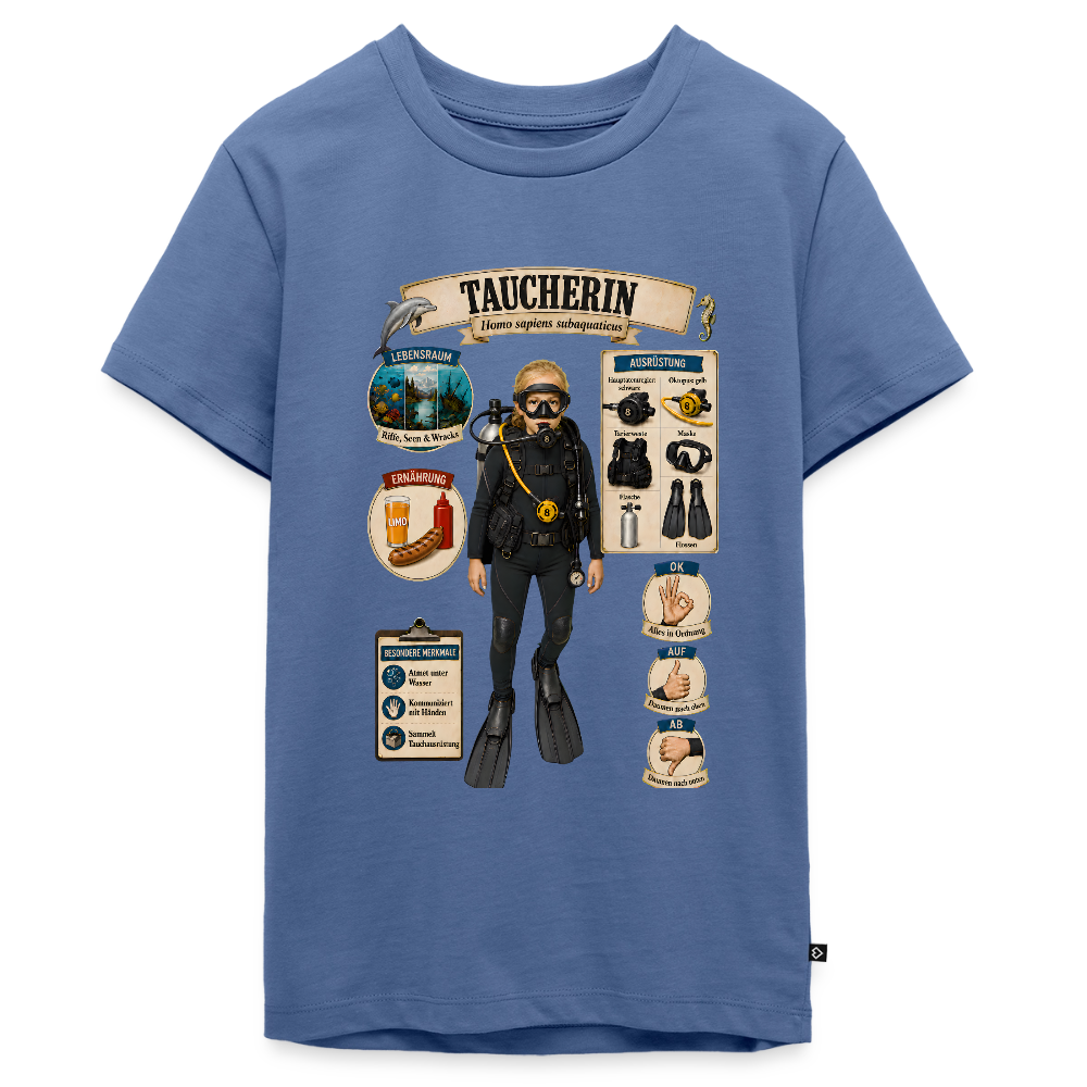 Kleine Taucherin – Homo sapiens subaquaticus | Teenager Premium T-Shirt - Taubenblau