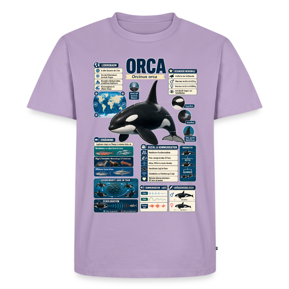 Orca Infografik – Faszinierende Fakten über den Schwertwal | Männer Premium T-Shirt - Lavendel