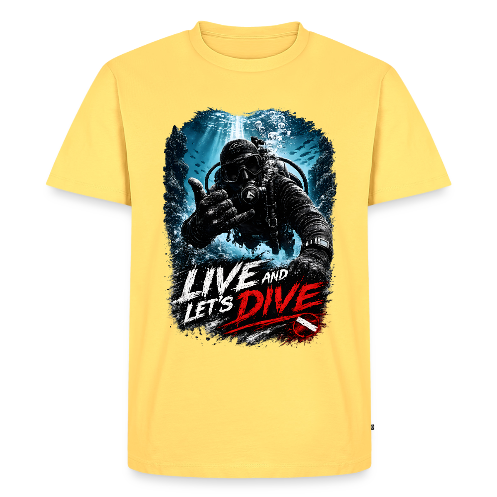 Live and Let's Dive | Tauchen | Männer Premium T-Shirt - Pastellgelb