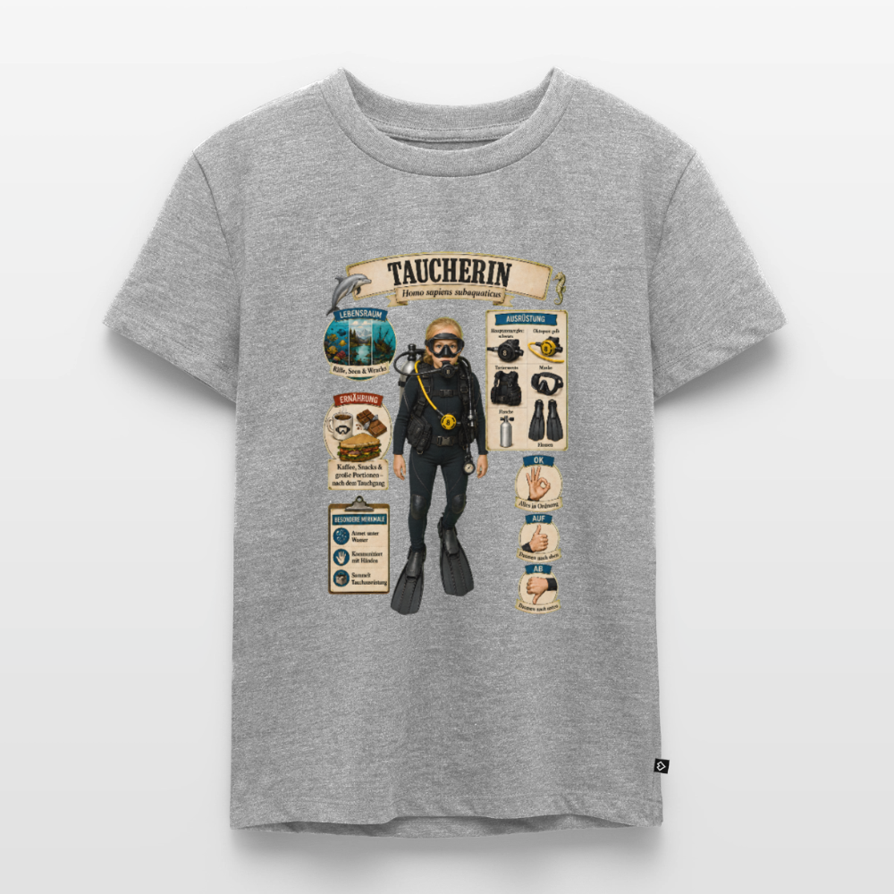 Kleine Taucherin – Homo sapiens subaquaticus | Kinder Premium T-Shirt - Grau meliert