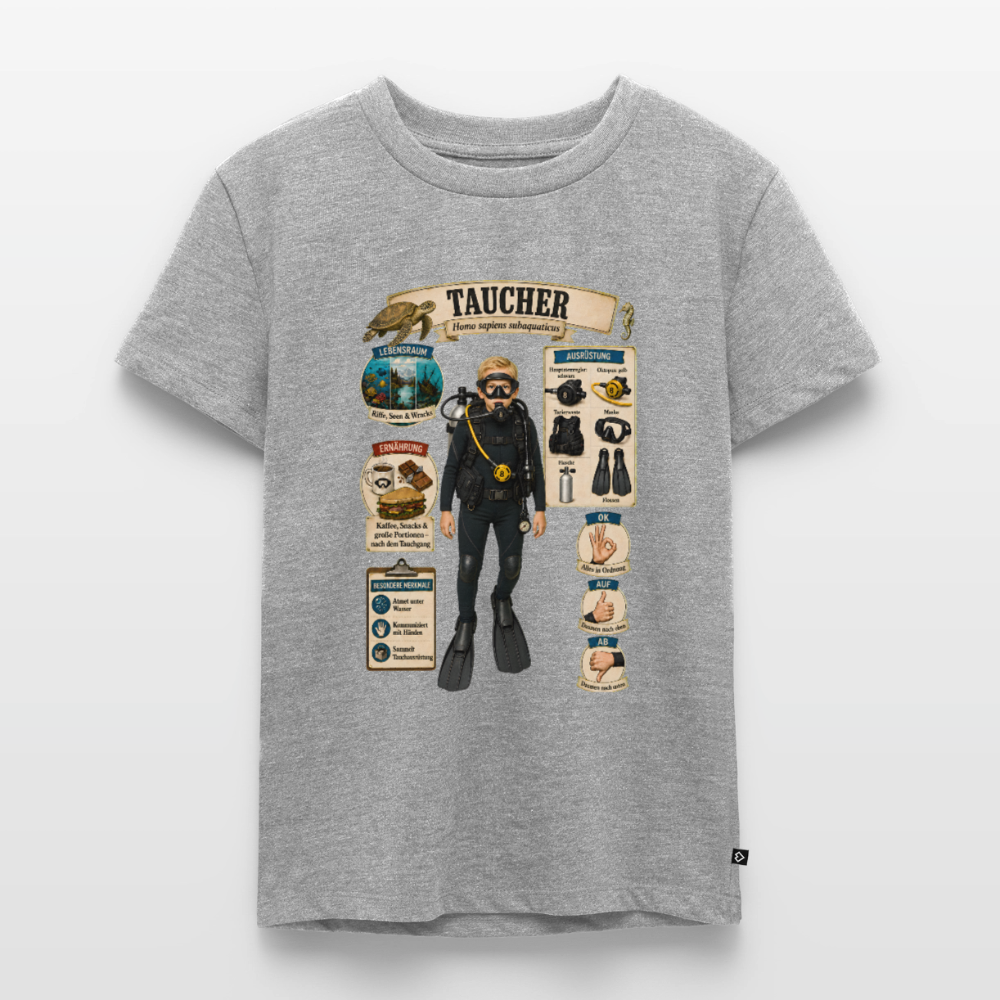 Kleiner Taucher – Homo sapiens subaquaticus | Kinder Premium T-Shirt - Grau meliert