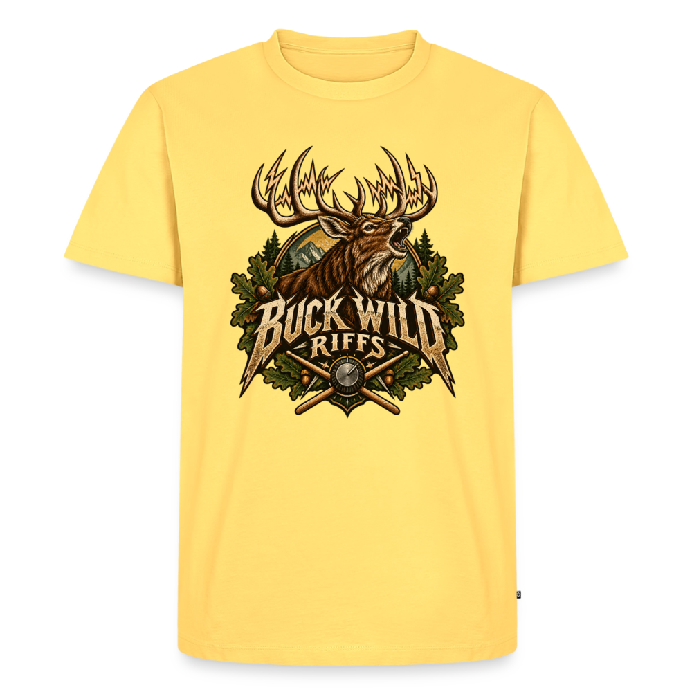 Buck Wild Riffs – Lautstärke in freier Wildbahn | Männer Premium T-Shirt - Pastellgelb