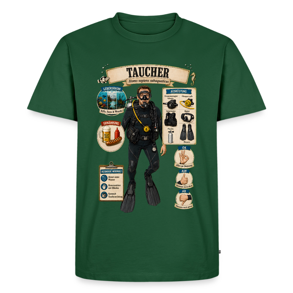 Taucher Infografik – Homo sapiens subaquaticus | Männer Premium T-Shirt - Flaschengrün