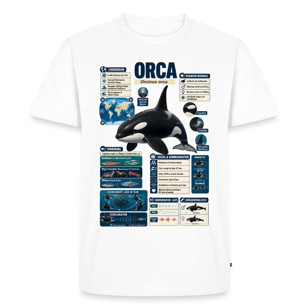 Orca Infografik – Faszinierende Fakten über den Schwertwal | Männer Premium T-Shirt - Weiß