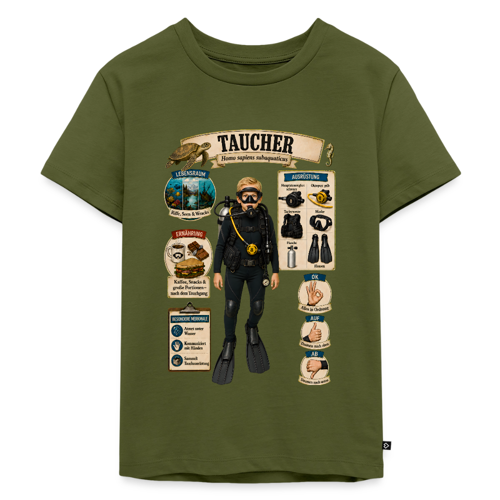 Kleiner Taucher – Homo sapiens subaquaticus | Kinder Premium T-Shirt - Khaki