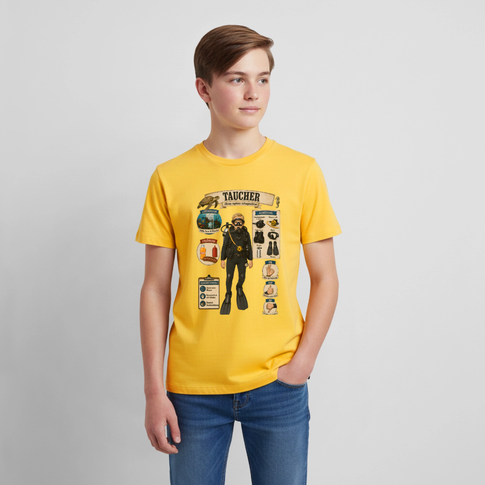 Kleiner Taucher – Homo sapiens subaquaticus | Teenager Premium T-Shirt - Sonnengelb