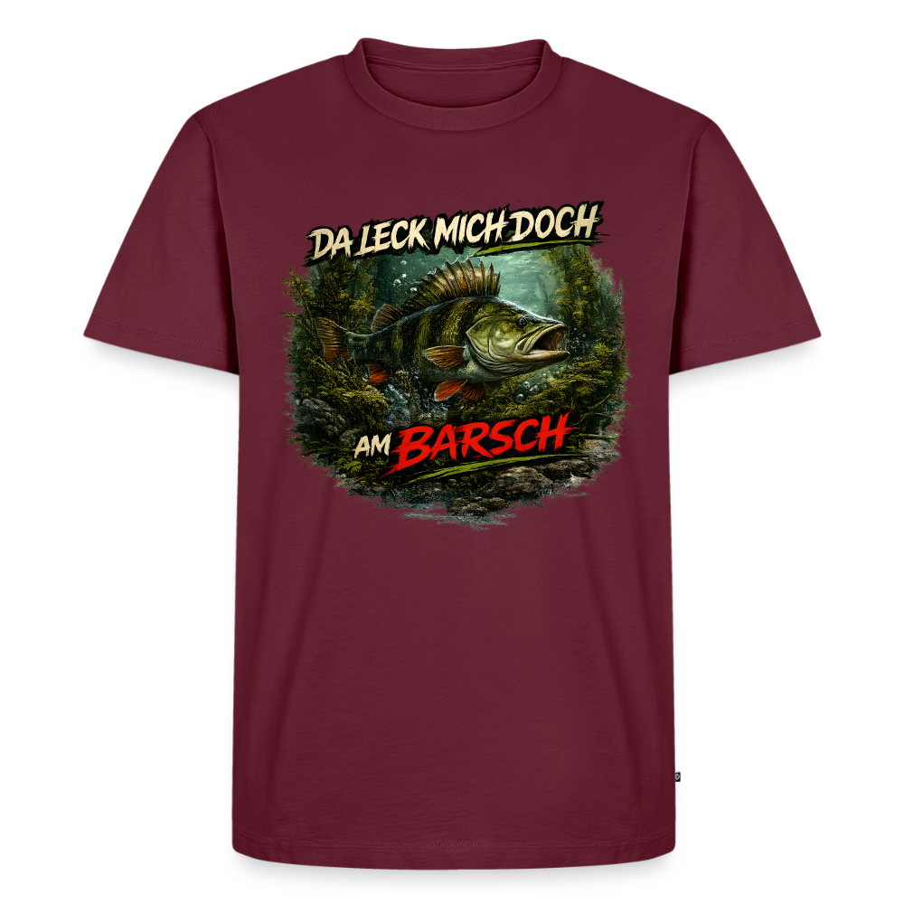 Da leck mich doch am Barsch – Deutscher Flussbarsch | Lustiges Angler Männer Premium T-Shirt - Burgunderrot