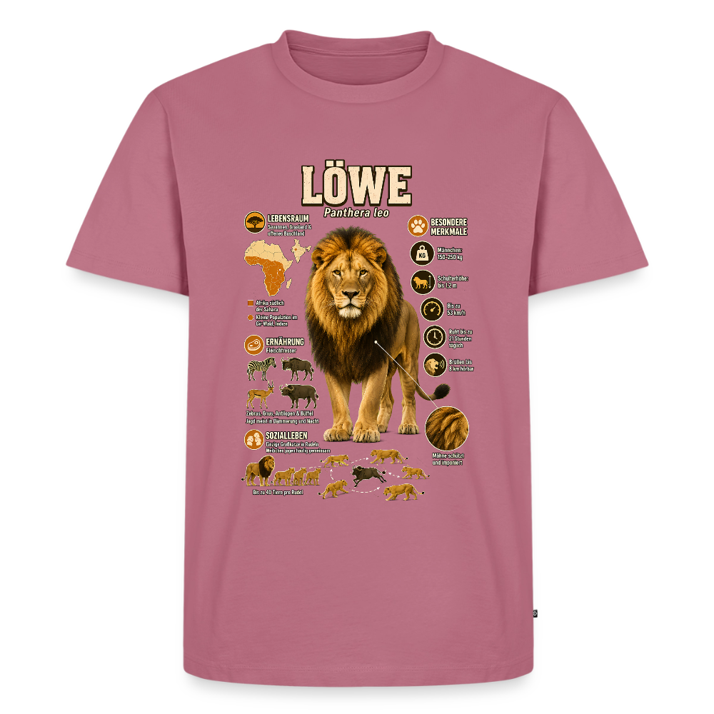 Löwe – König der Savanne | Tier-Infografik | Men’s Premium T-Shirt - Mauve