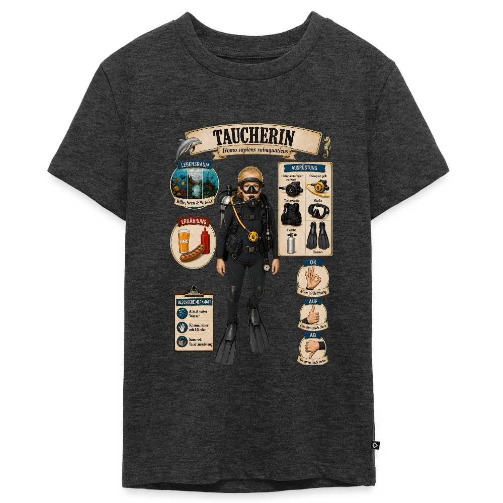 Kleine Taucherin – Homo sapiens subaquaticus | Teenager Premium T-Shirt - Anthrazit meliert