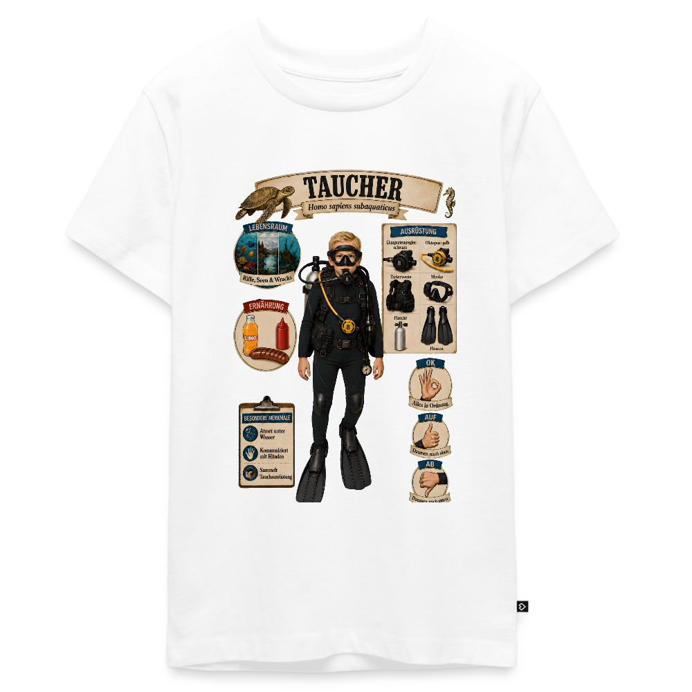 Kleiner Taucher – Homo sapiens subaquaticus | Teenager Premium T-Shirt - Weiß