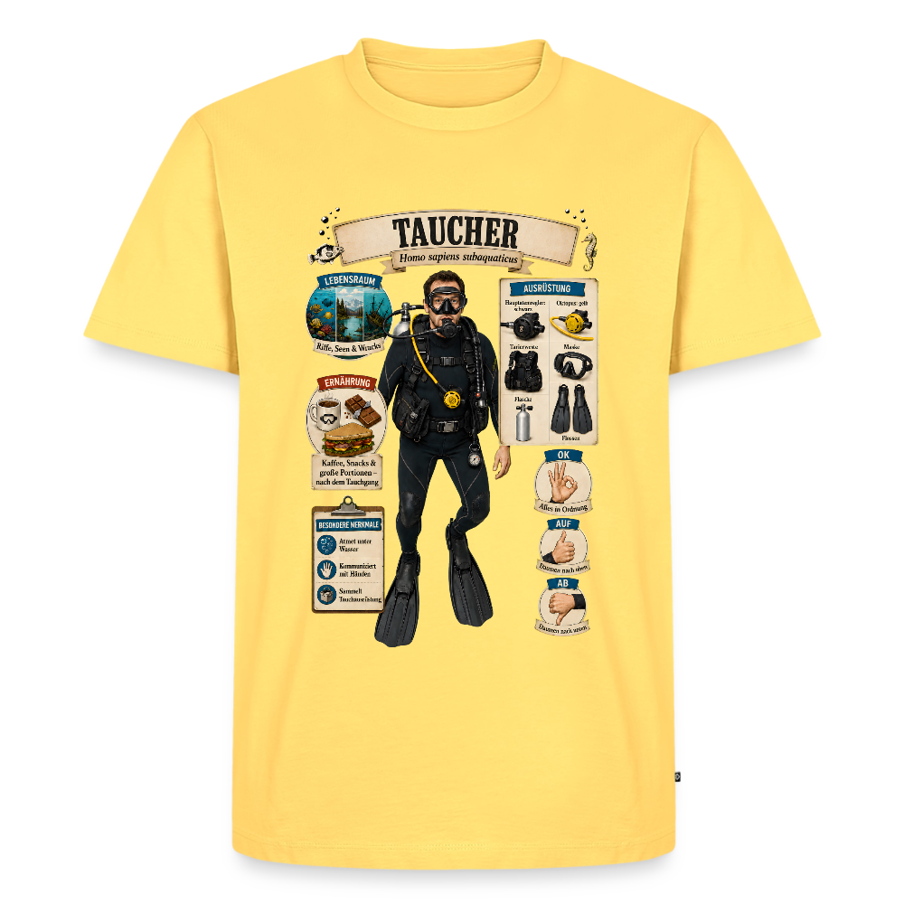 Taucher – Homo sapiens subaquaticus | Männer Premium T-Shirt - Pastellgelb