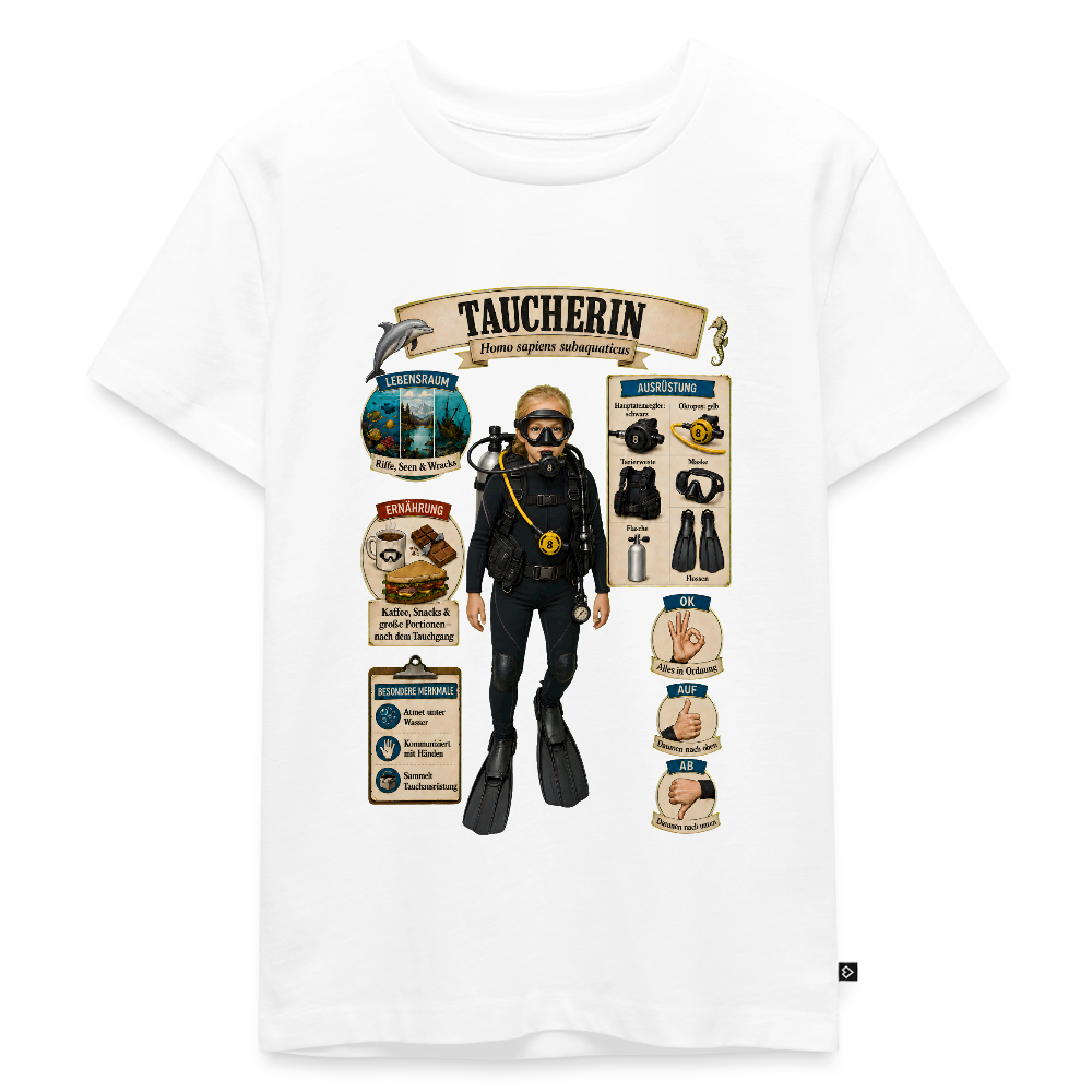 Kleine Taucherin – Homo sapiens subaquaticus | Kinder Premium T-Shirt - Weiß
