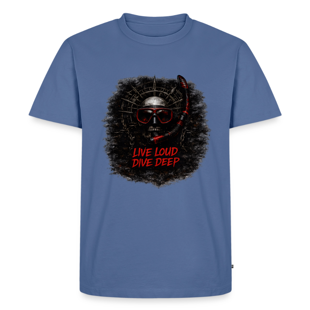 Live Loud Dive Deep – Taucher Totenkopf | Männer Premium T-Shirt - Taubenblau