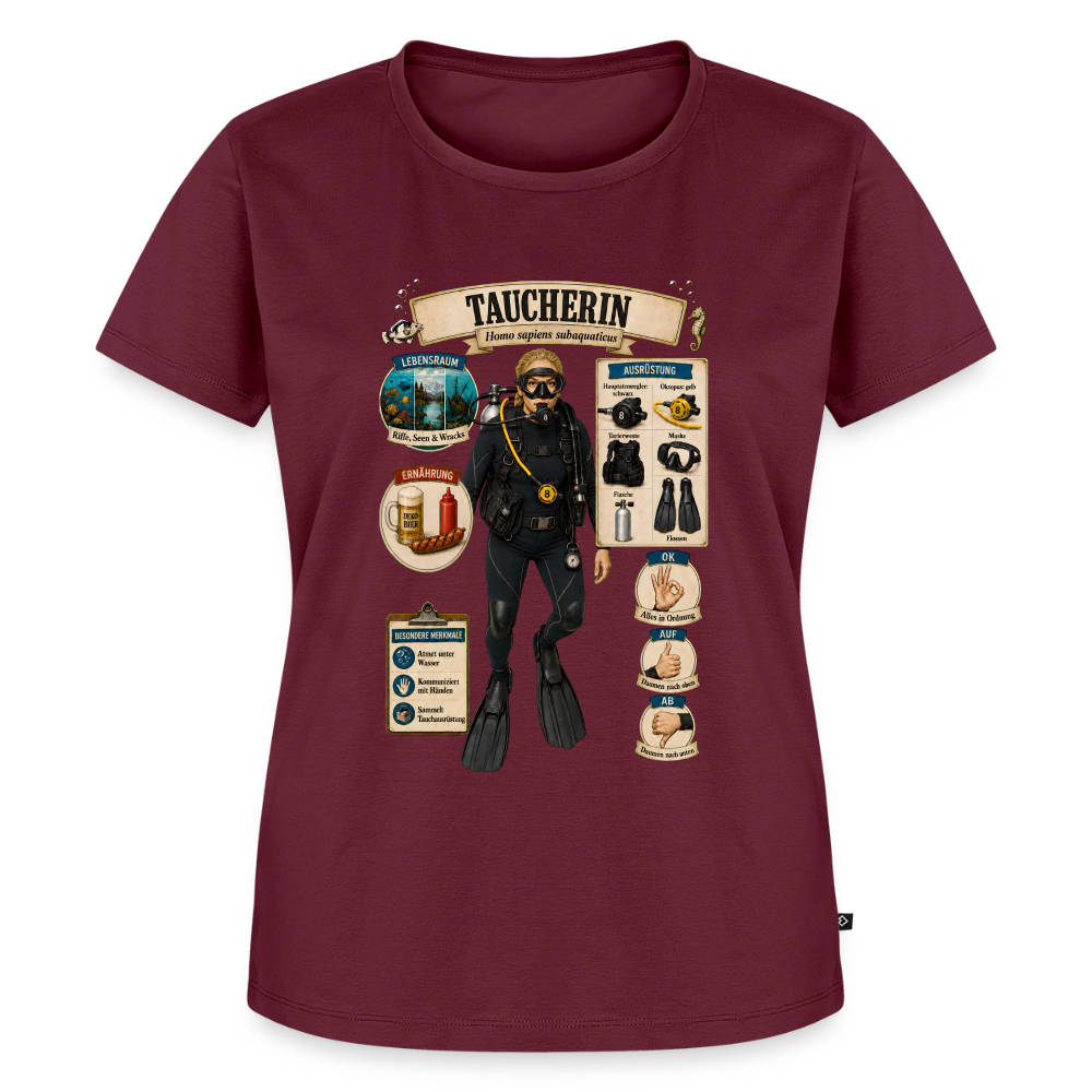 Taucherin – Homo sapiens subaquaticus | Frauen Premium T-Shirt - Burgunderrot