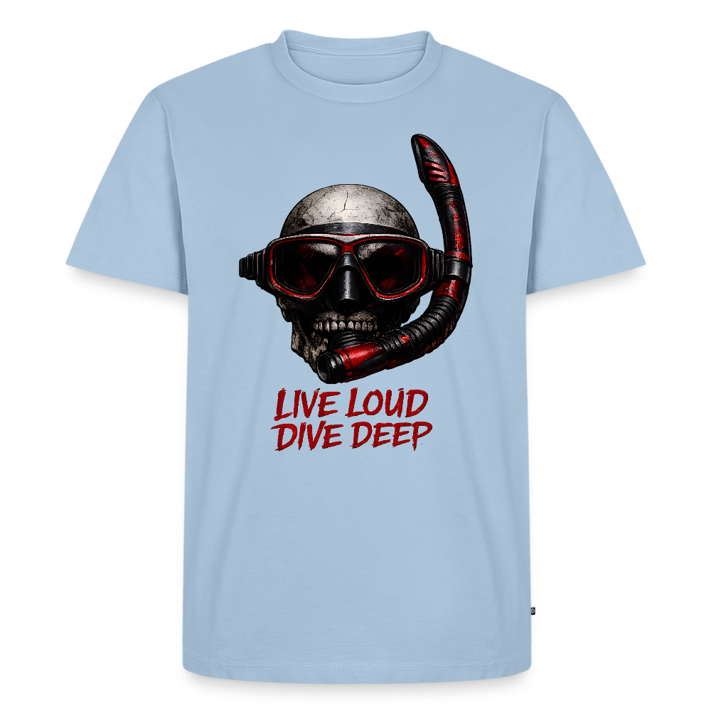 Live Loud Dive Deep – Taucher Totenkopf | Männer Premium T-Shirt - Hellblau