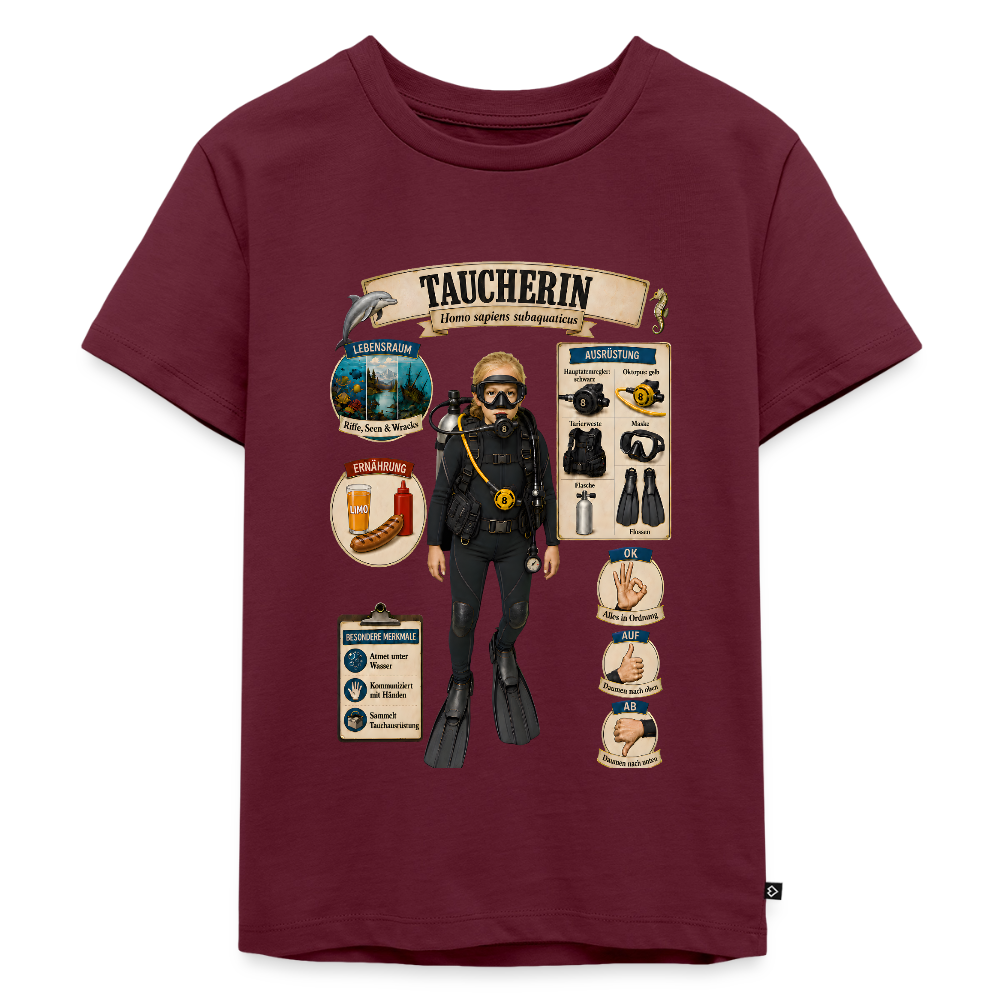 Kleine Taucherin – Homo sapiens subaquaticus | Kinder Premium T-Shirt - Burgunderrot