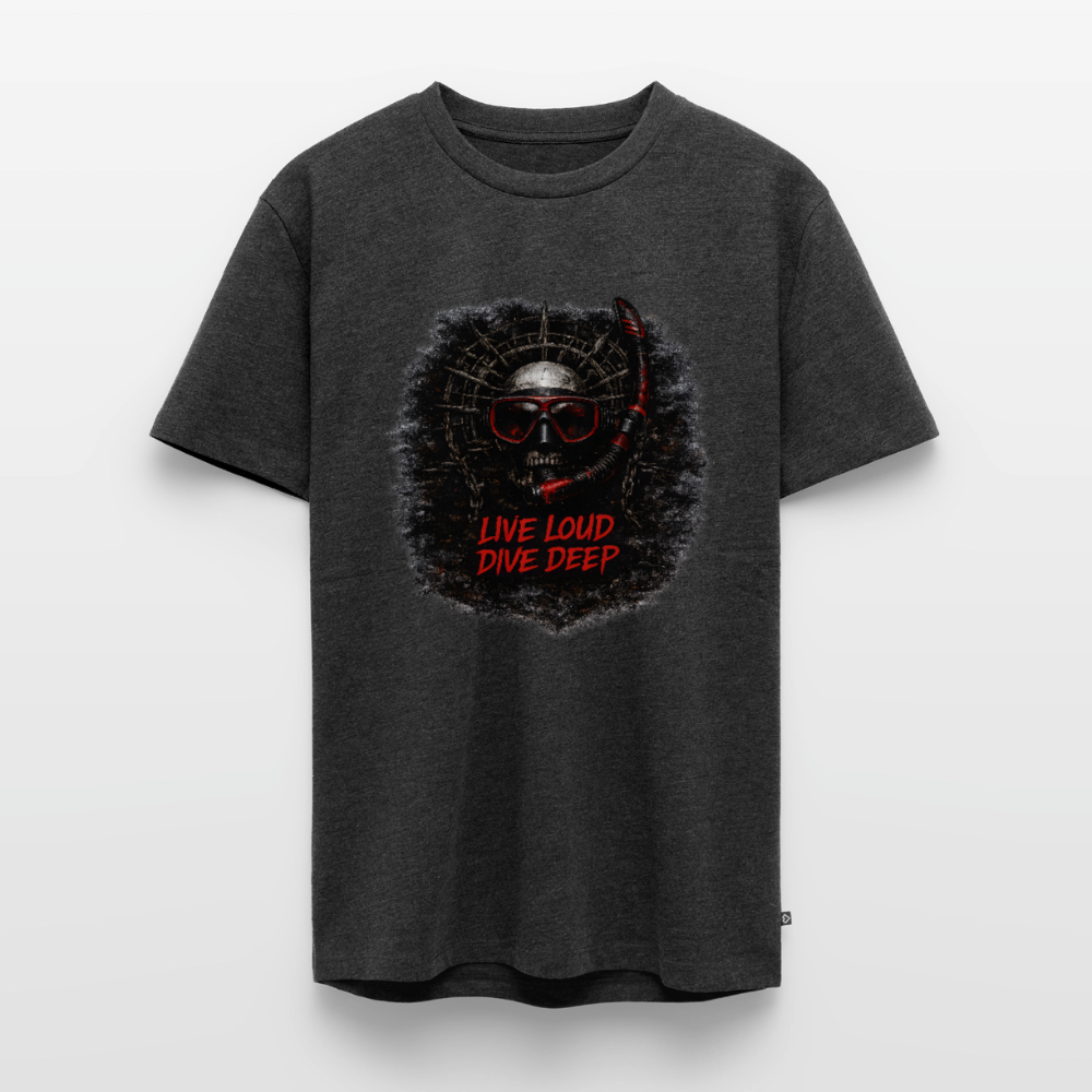 Live Loud Dive Deep – Taucher Totenkopf | Männer Premium T-Shirt - Anthrazit meliert
